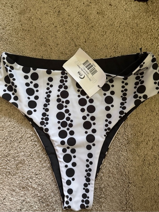Zyia Active Other - Dot Horseshoe  Bay High-Cut Bikini Bottom in Black & White